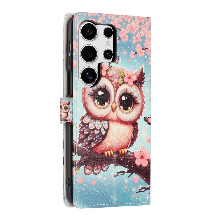 For Galaxy S24 Ultra 5G Colorful Painting Vegan Leather Phone Case with Lanyard