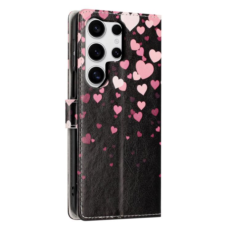 For Galaxy S23 Ultra 5G Colorful Painting Vegan Leather Phone Case with Lanyard