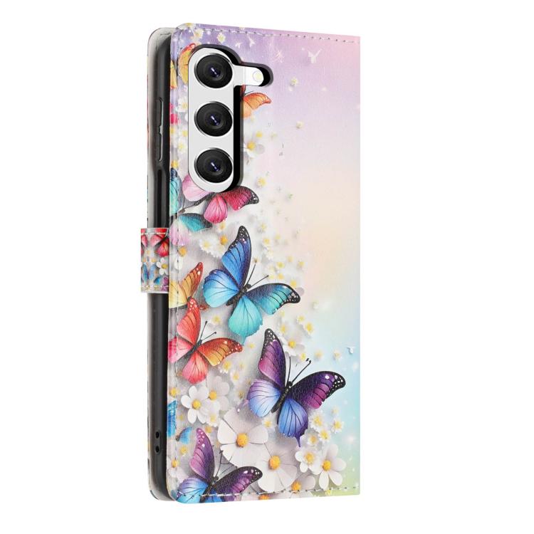 For Galaxy S23+ 5G Colorful Painting Vegan Leather Phone Case with Lanyard