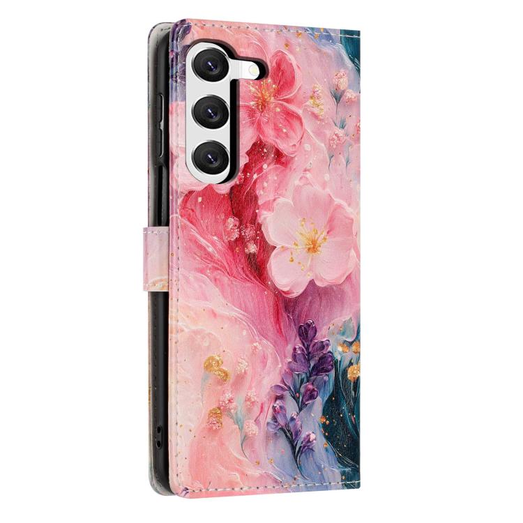 For Galaxy S23+ 5G Colorful Painting Vegan Leather Phone Case with Lanyard