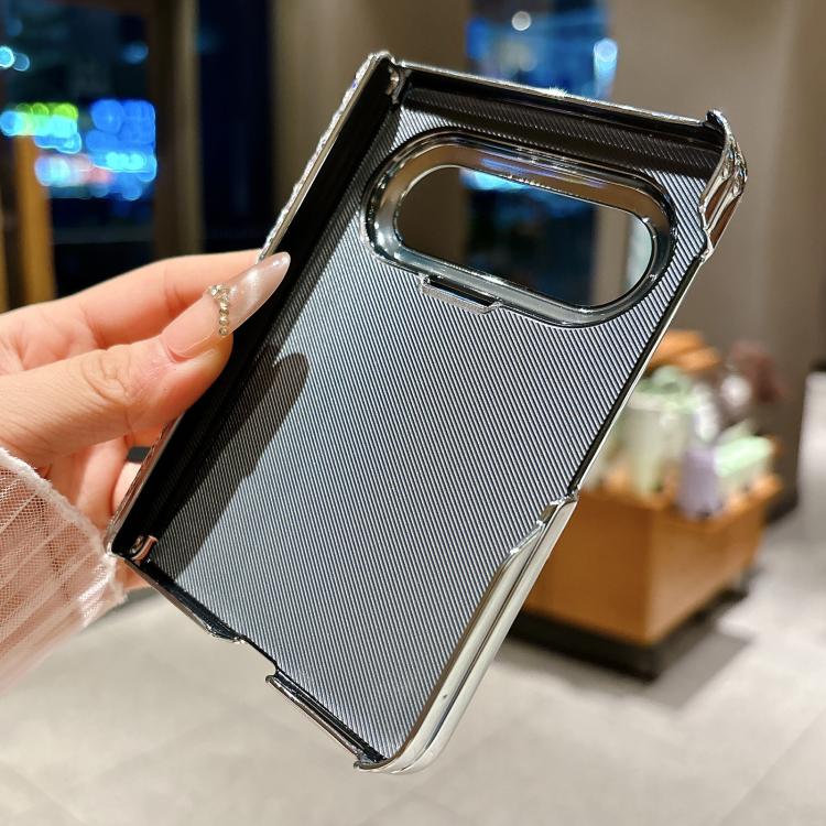 For Huawei Pura X Max Nameplate Electroplated Magnetic Dual-Hinge Diamond Texture Phone Case