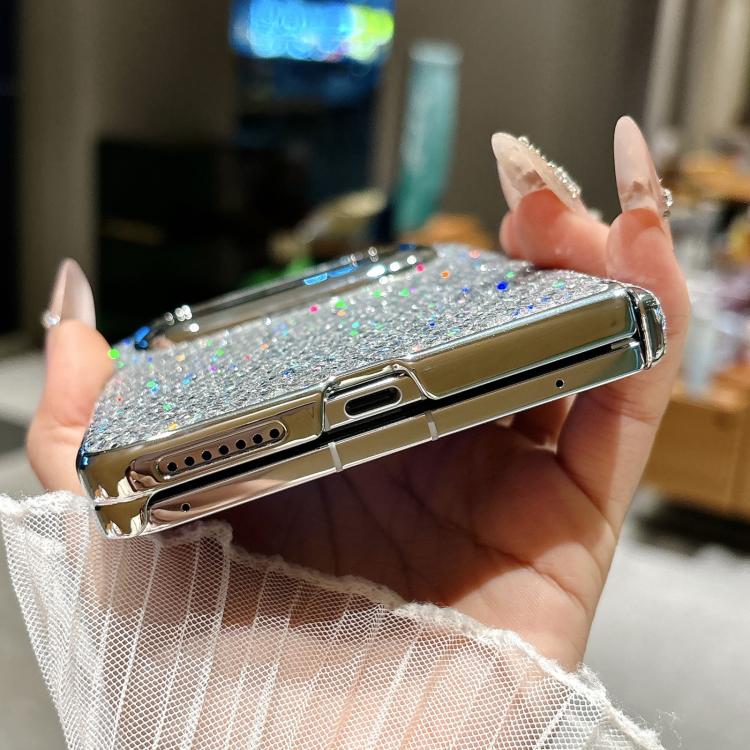 For Huawei Pura X Max Nameplate Electroplated Magnetic Dual-Hinge Diamond Texture Phone Case