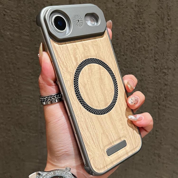 For iPhone Air Wood Grain Magnetic PC Shockproof Phone Case
