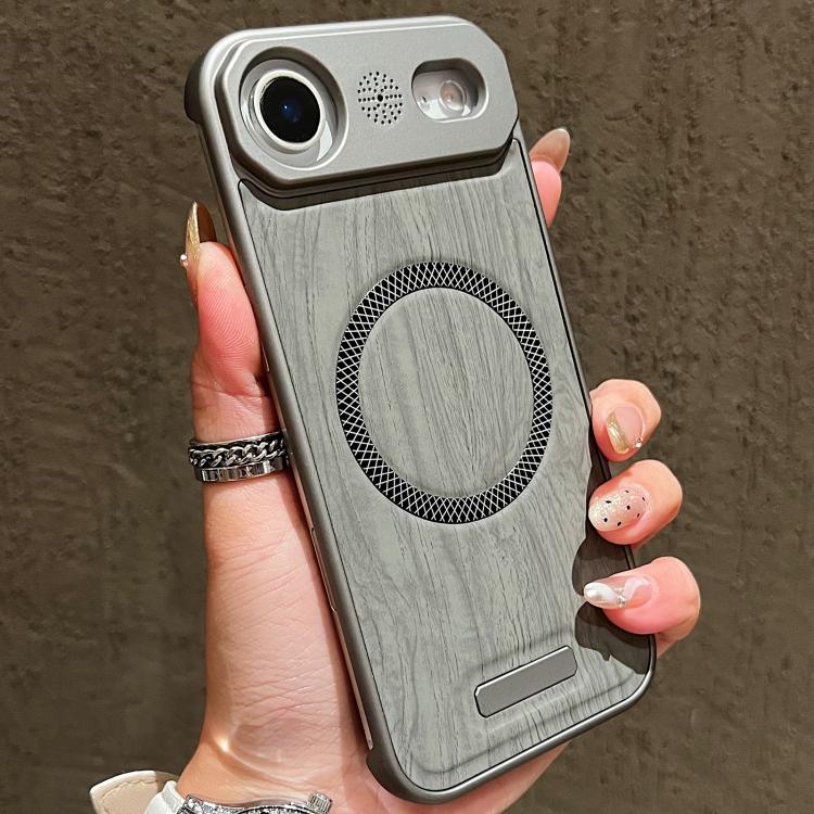 For iPhone Air Wood Grain Magnetic PC Shockproof Phone Case