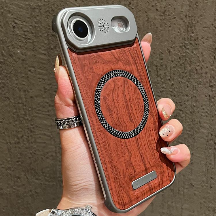 For iPhone Air Wood Grain Magnetic PC Shockproof Phone Case