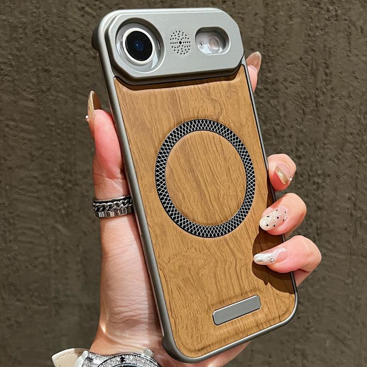 For iPhone Air Wood Grain Magnetic PC Shockproof Phone Case