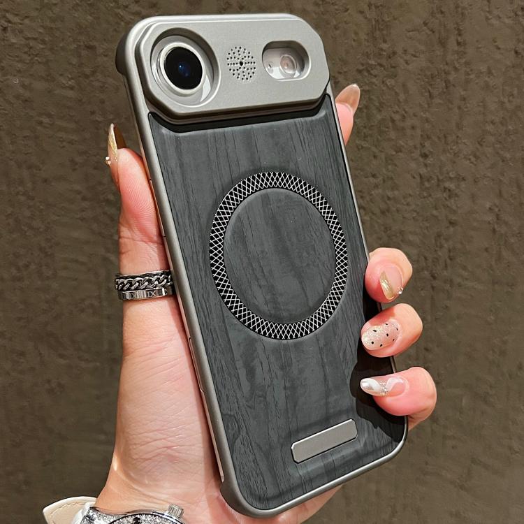 For iPhone Air Wood Grain Magnetic PC Shockproof Phone Case