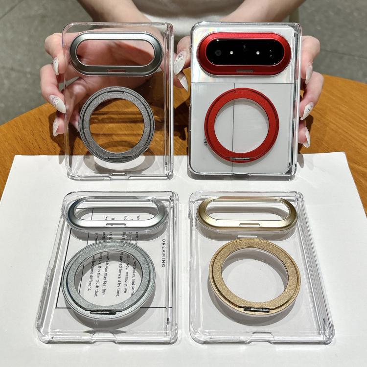 For Huawei Pura X Max Lens-Frame Shield Dual-Hinge Magnetic Ring Holder PC Phone Case