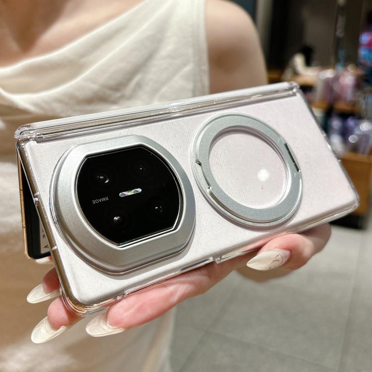For Huawei Mate X6 Lens-Frame Shield Dual-Hinge Magnetic Ring Holder PC Phone Case