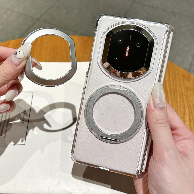 For Huawei Mate X7 Lens-Frame Shield Dual-Hinge Magnetic Ring Holder PC Phone Case