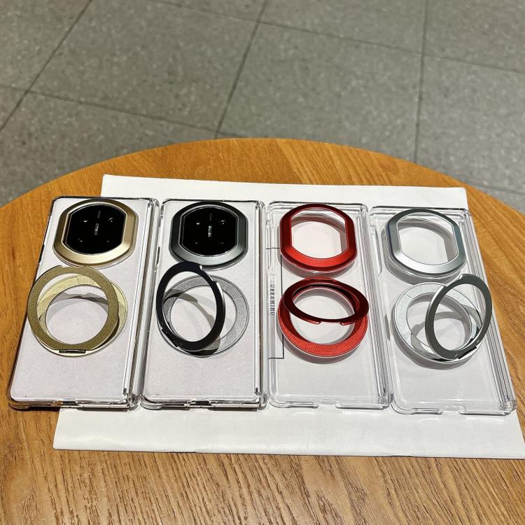 For Huawei Mate X7 Lens-Frame Shield Dual-Hinge Magnetic Ring Holder PC Phone Case
