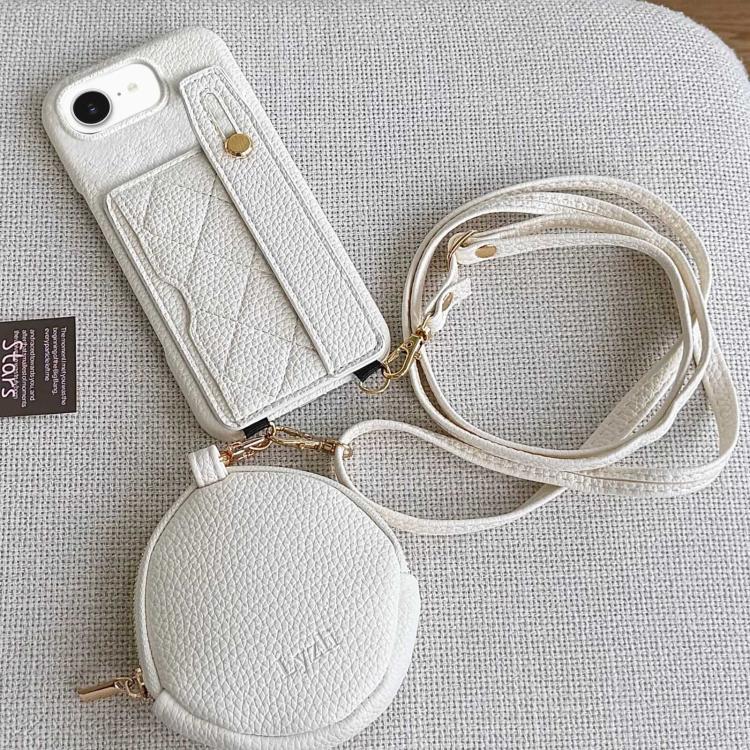 For iPhone 17e / 16e Diamond Pattern Wristband Card Slot PU Phone Case with Small Wallet