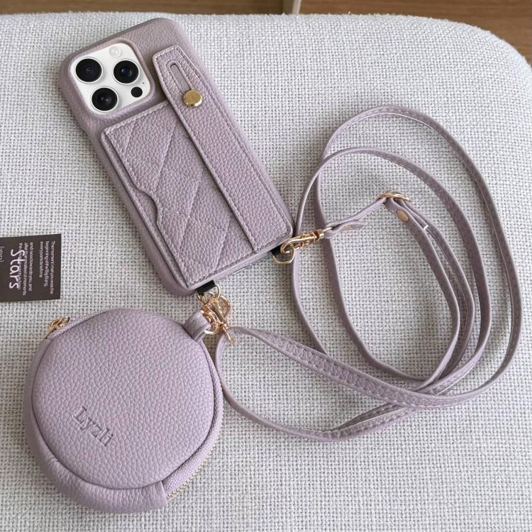 For iPhone 12 Pro Max Diamond Pattern Wristband Card Slot PU Phone Case with Small Wallet