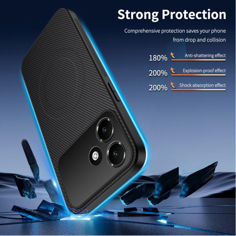 For OPPO A6c 4G    WANLONFENG TQ Series Magnetic Carbon Fiber Texture PC Hybrid TPU Phone Case