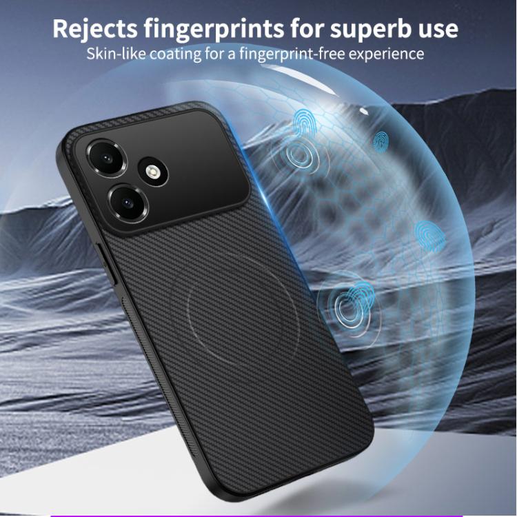 For OPPO A6c 4G    WANLONFENG TQ Series Magnetic Carbon Fiber Texture PC Hybrid TPU Phone Case