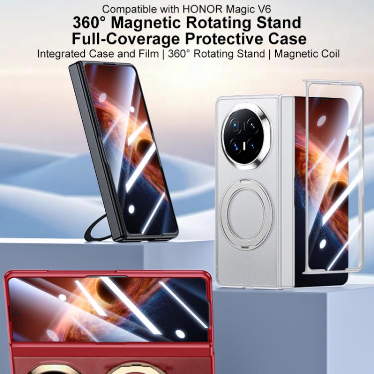 For Honor Magic V6 Integrated Matte Skin Feel Phone Case with Rotating Holder