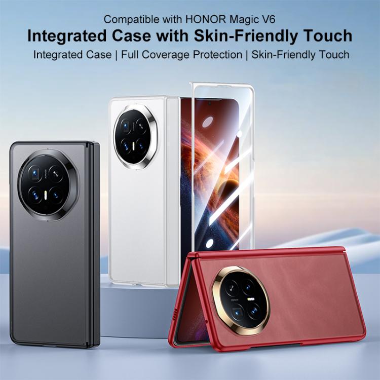 For Honor Magic V6 Integrated Matte Skin Feel Plating Lens Frame Phone Case