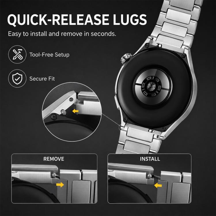 22mm Thin H-Shape Folding Clasp Quick Release Stainless Steel Watch Band