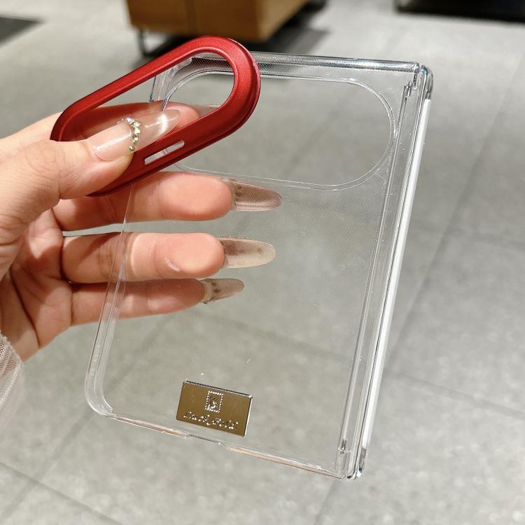 For Huawei Pura X Max Nameplate Lens-Frame Shield Hinge Clear PC Phone Case