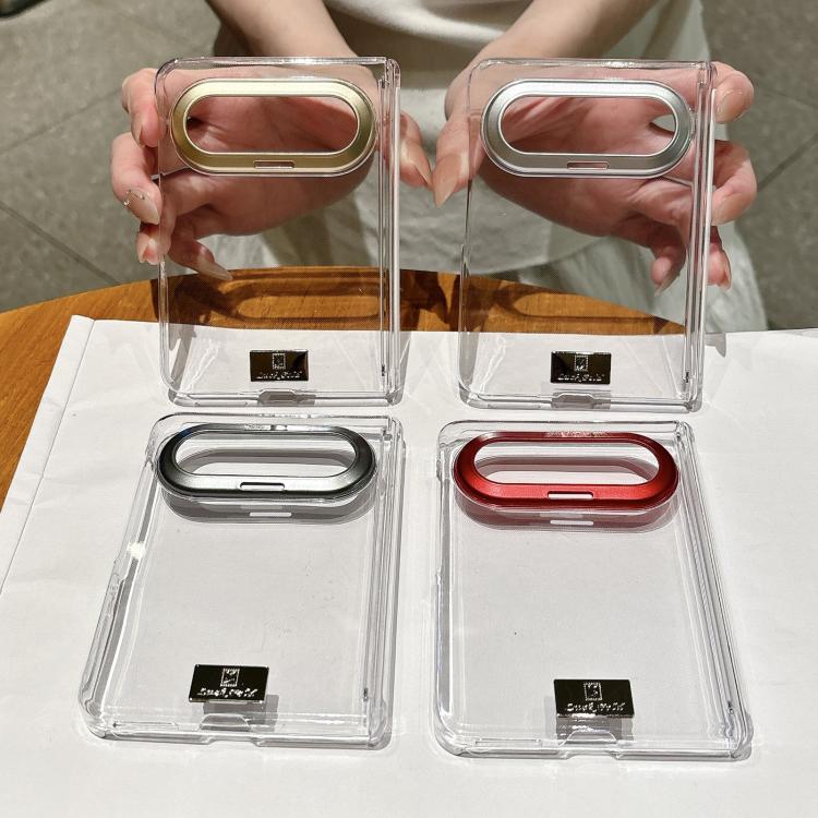 For Huawei Pura X Max Nameplate Lens-Frame Shield Hinge Clear PC Phone Case