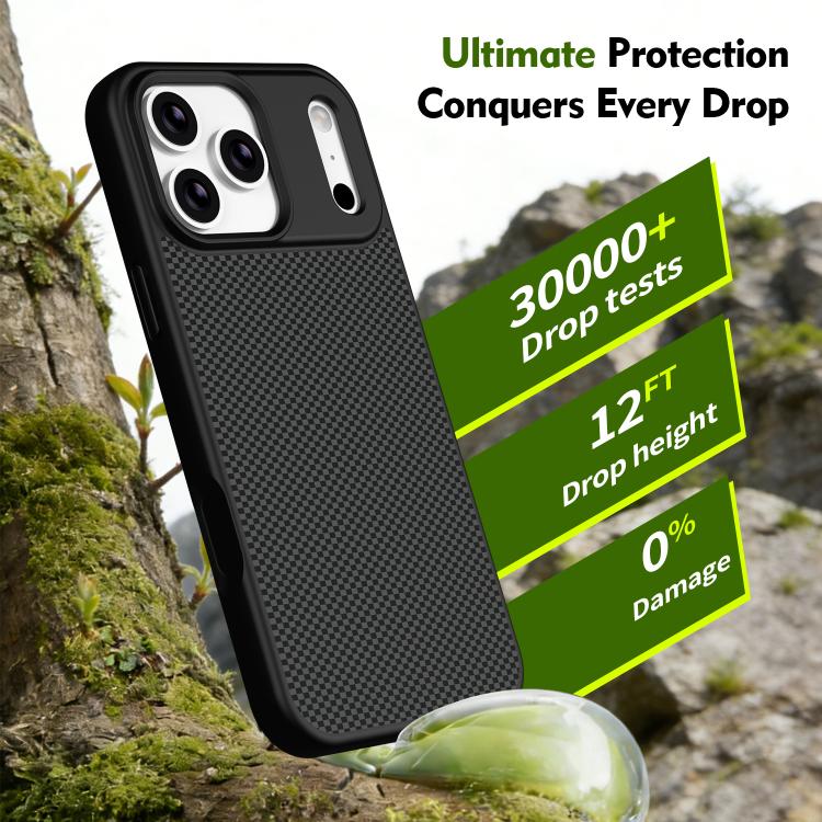 For iPhone 17 Carbon Fiber Texture TPU Soft Edge Magnetic Shockproof Phone Case