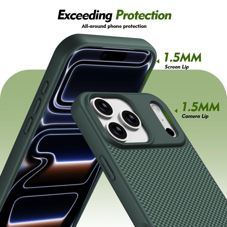 For iPhone 17 Carbon Fiber Texture TPU Soft Edge Magnetic Shockproof Phone Case