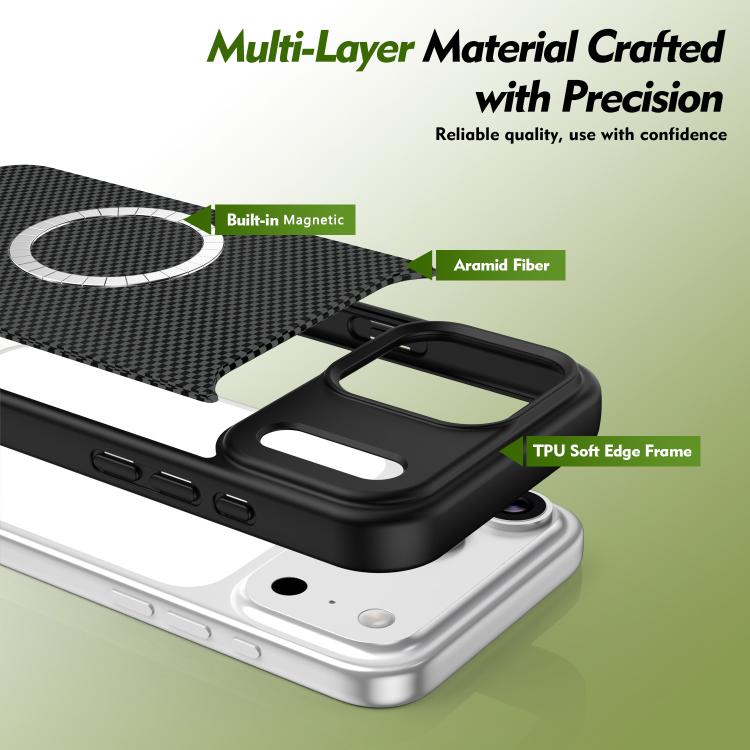 For iPhone 17 Pro Carbon Fiber Texture TPU Soft Edge Magnetic Shockproof Phone Case