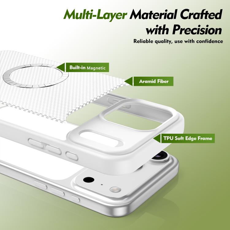 For iPhone 17 Pro Carbon Fiber Texture TPU Soft Edge Magnetic Shockproof Phone Case