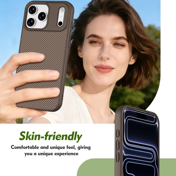For iPhone 17 Pro Carbon Fiber Texture TPU Soft Edge Magnetic Shockproof Phone Case