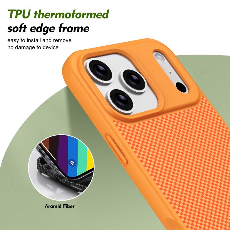For iPhone 17 Pro Max Carbon Fiber Texture TPU Soft Edge Magnetic Shockproof Phone Case