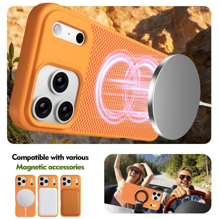 For iPhone 16 Pro Carbon Fiber Texture TPU Soft Edge Magnetic Shockproof Phone Case