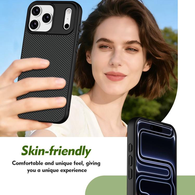 For iPhone 16 Carbon Fiber Texture TPU Soft Edge Magnetic Shockproof Phone Case