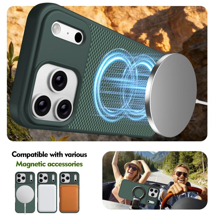 For iPhone 16 Carbon Fiber Texture TPU Soft Edge Magnetic Shockproof Phone Case