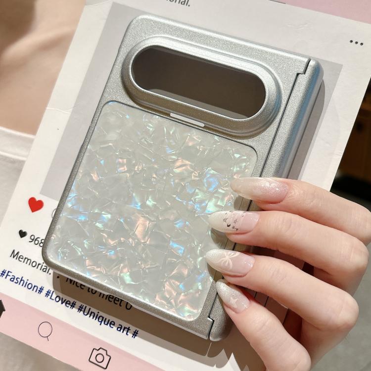 For Huawei Pura X Max Shell Pattern Painted Silver Magnetic Dual-Hinge PC Phone Case