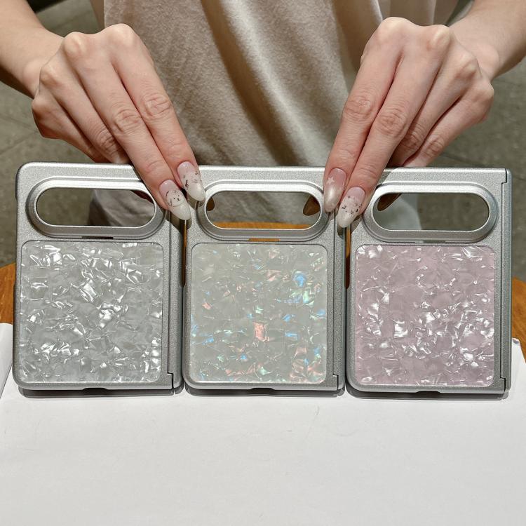 For Huawei Pura X Max Shell Pattern Painted Silver Magnetic Dual-Hinge PC Phone Case