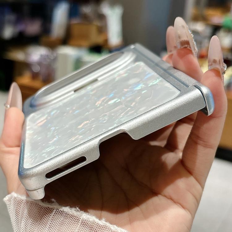 For Huawei Pura X Max Shell Pattern Painted Silver Magnetic Dual-Hinge PC Phone Case