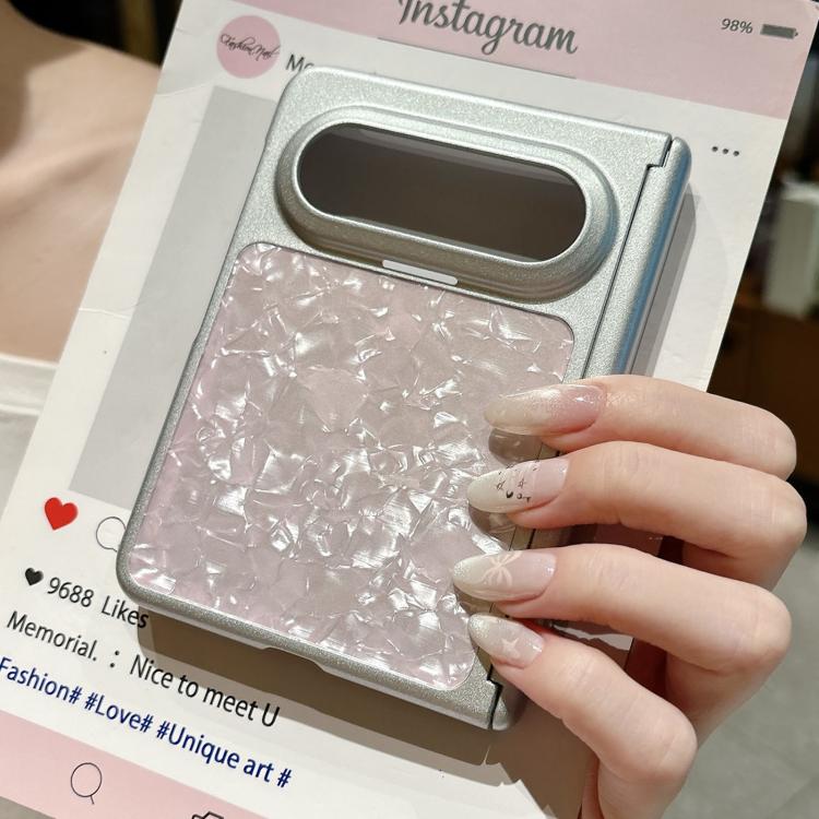 For Huawei Pura X Max Shell Pattern Painted Silver Magnetic Dual-Hinge PC Phone Case