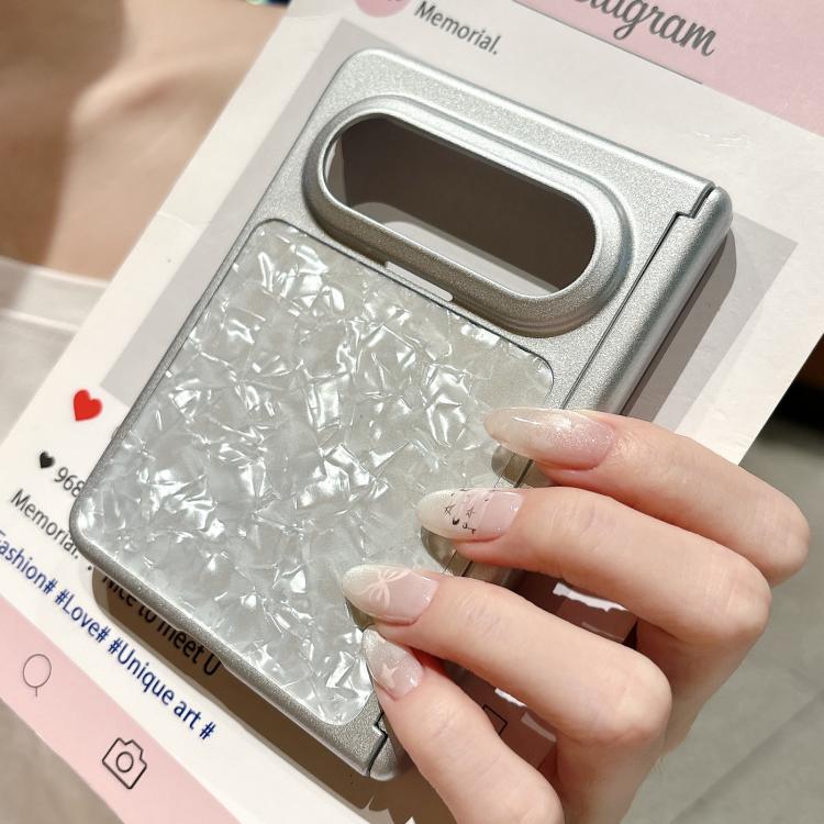 For Huawei Pura X Max Shell Pattern Painted Silver Magnetic Dual-Hinge PC Phone Case