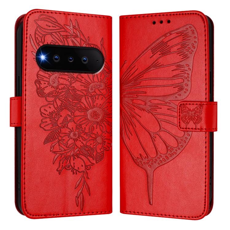 For Natural AI Phone 5G Embossed Butterfly Leather Phone Case