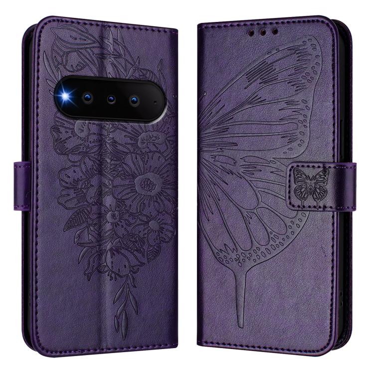 For Natural AI Phone 5G Embossed Butterfly Leather Phone Case