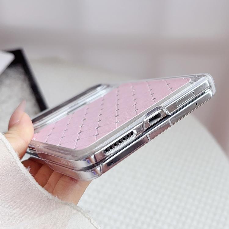 For Huawei Pura X Max Clear Dual-Hinge Diamond Style Leather-Texture Phone Case