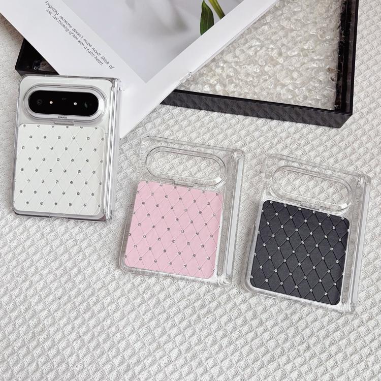 For Huawei Pura X Max Clear Dual-Hinge Diamond Style Leather-Texture Phone Case