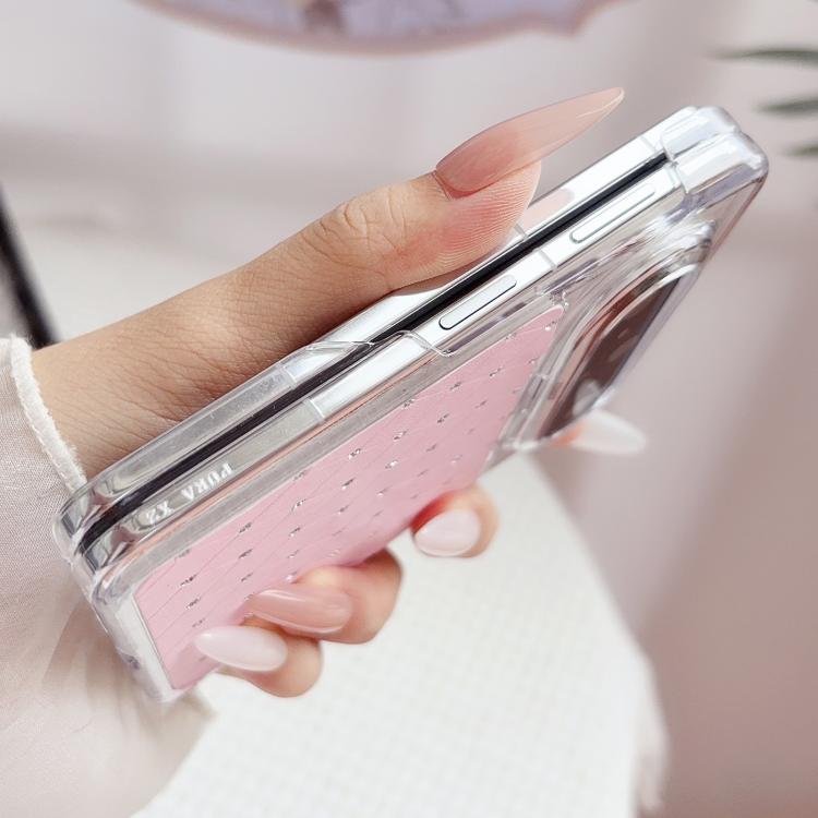 For Huawei Pura X Max Clear Dual-Hinge Diamond Style Leather-Texture Phone Case