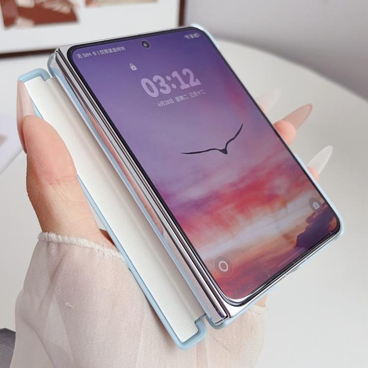 For Huawei Pura X Max Magnetic-Hinge Solid-Color Leather-Texture PC Phone Case