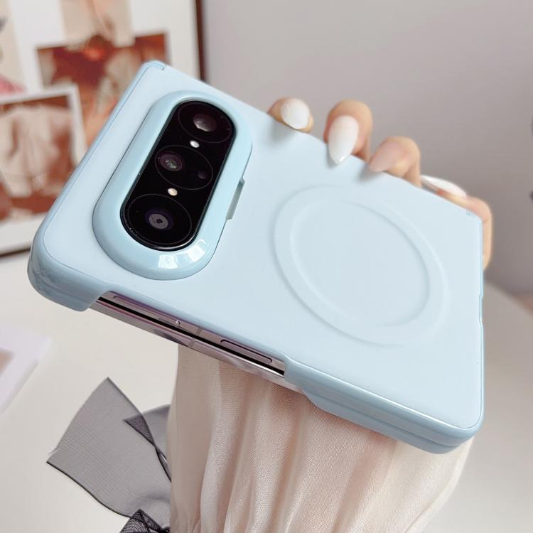 For Huawei Pura X Max Magnetic-Hinge Solid-Color Leather-Texture Magnetic Ring PC Phone Case