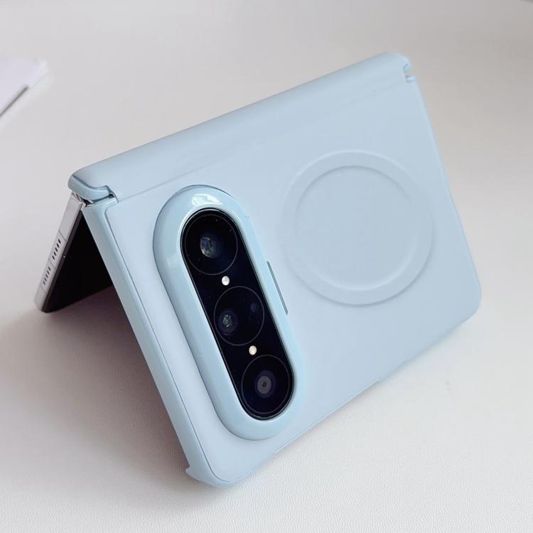 For Huawei Pura X Max Magnetic-Hinge Solid-Color Leather-Texture Magnetic Ring PC Phone Case