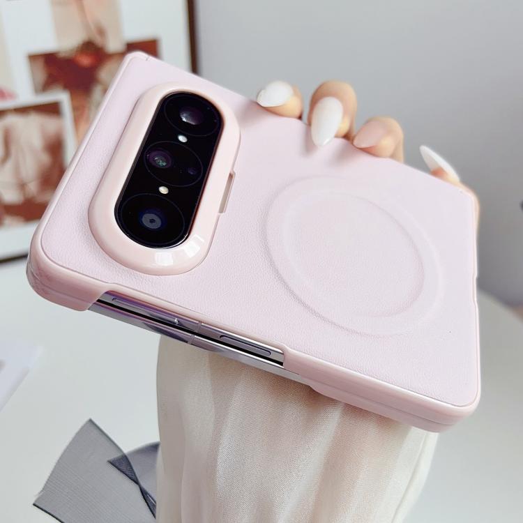 For Huawei Pura X Max Magnetic-Hinge Solid-Color Leather-Texture Magnetic Ring PC Phone Case