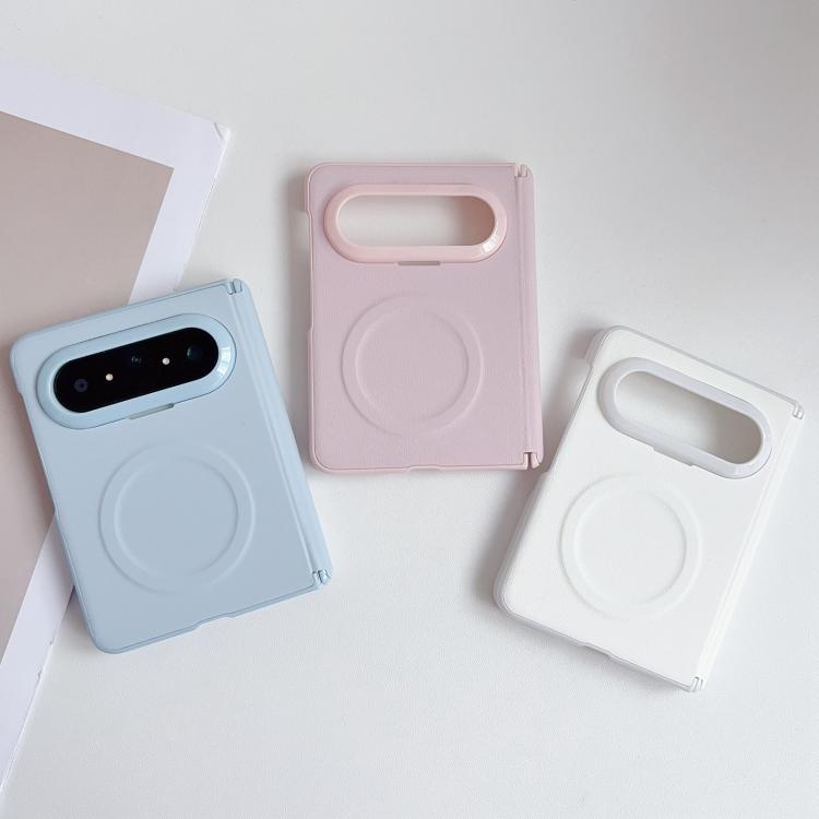 For Huawei Pura X Max Magnetic-Hinge Solid-Color Leather-Texture Magnetic Ring PC Phone Case