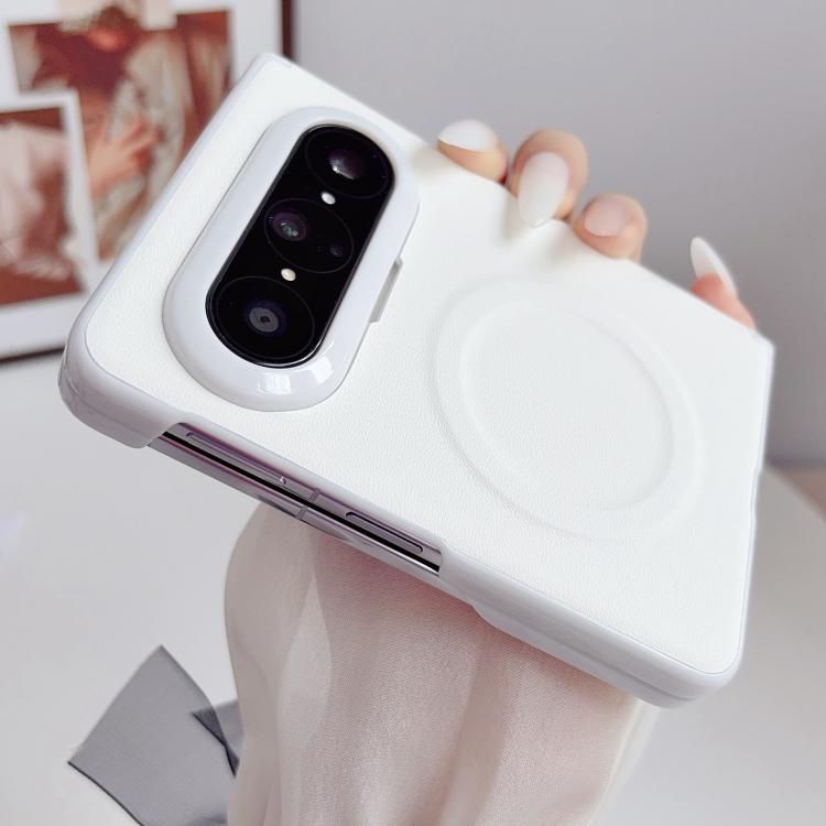 For Huawei Pura X Max Magnetic-Hinge Solid-Color Leather-Texture Magnetic Ring PC Phone Case