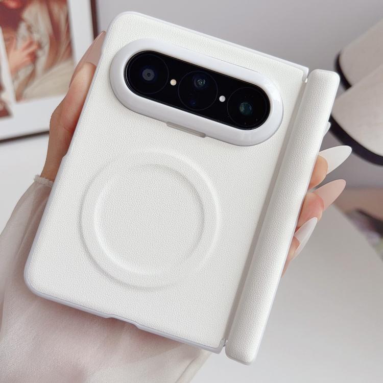 For Huawei Pura X Max Magnetic-Hinge Solid-Color Leather-Texture Magnetic Ring PC Phone Case